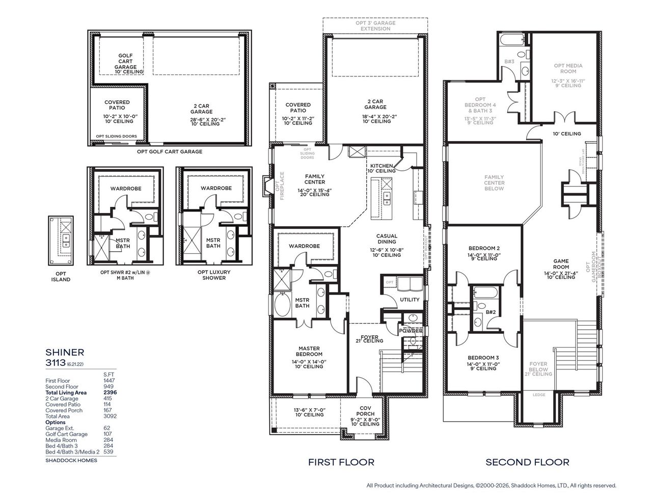2D floor plan layout of this home in Light Farms Brenham - 40' Lots, Celina, TX (Image 2).
