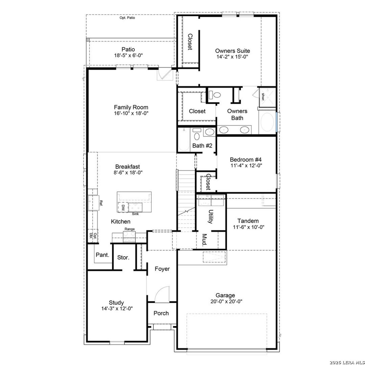 2D floor plan layout of this home in Cordova Crossing, Seguin, TX (Image 2).