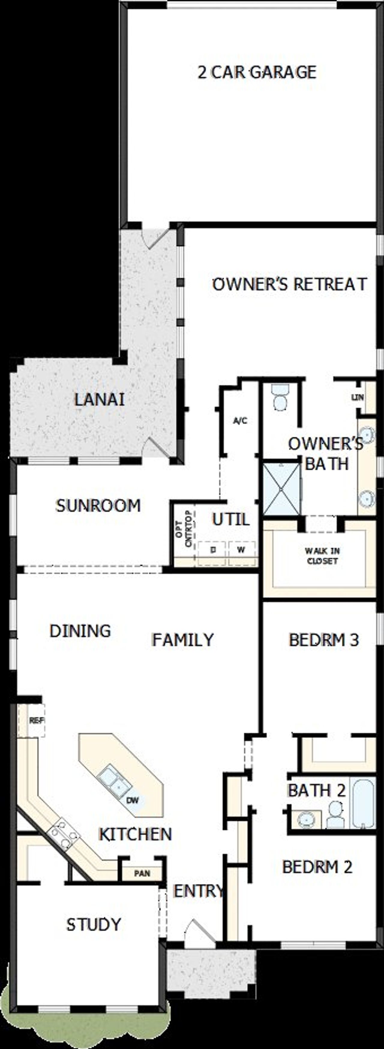 2D floor plan layout of this home in Vistera of Venice – Cottage Series, Nokomis, FL (Image 2). 2D floor plan layout of this home in Vistera of Venice – Cottage Series, Nokomis, FL (Image 2).