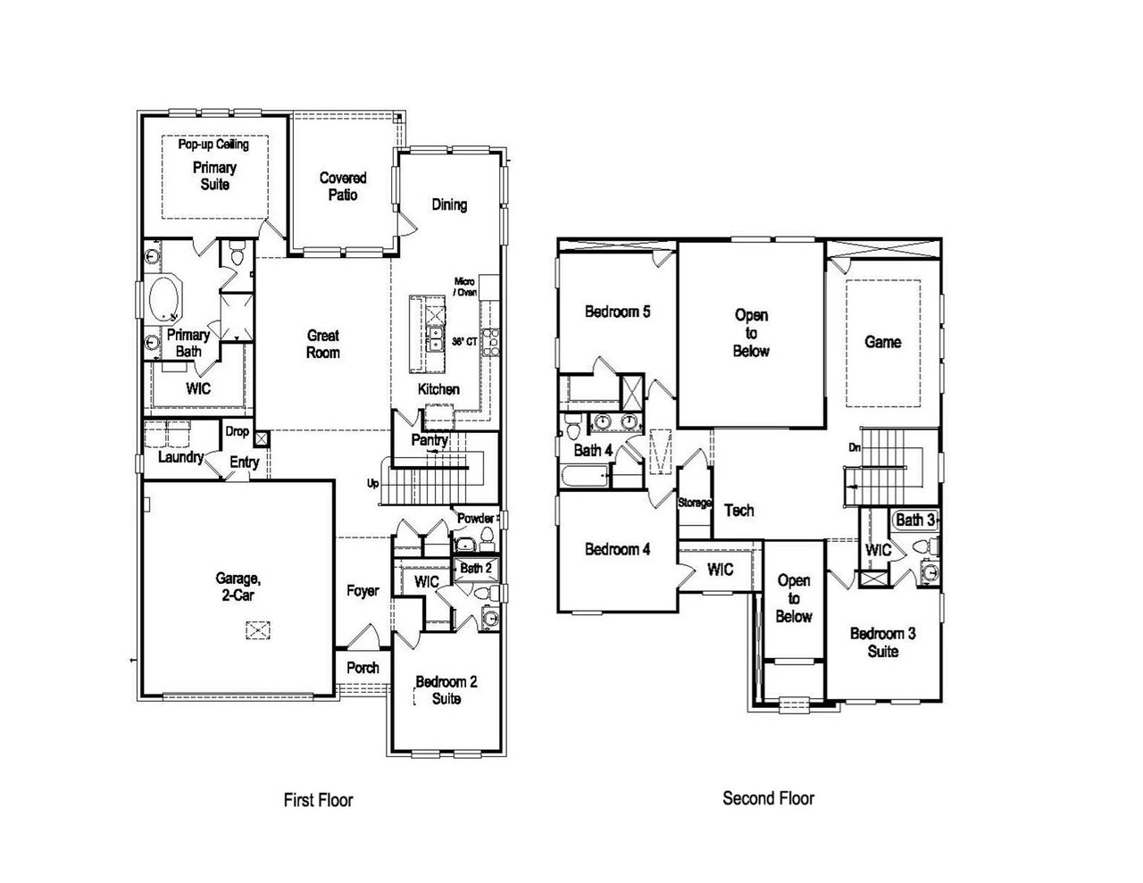 2D floor plan layout for the Paige by Taylor Morrison in Ryehill, Rosenberg, TX (Image 2).