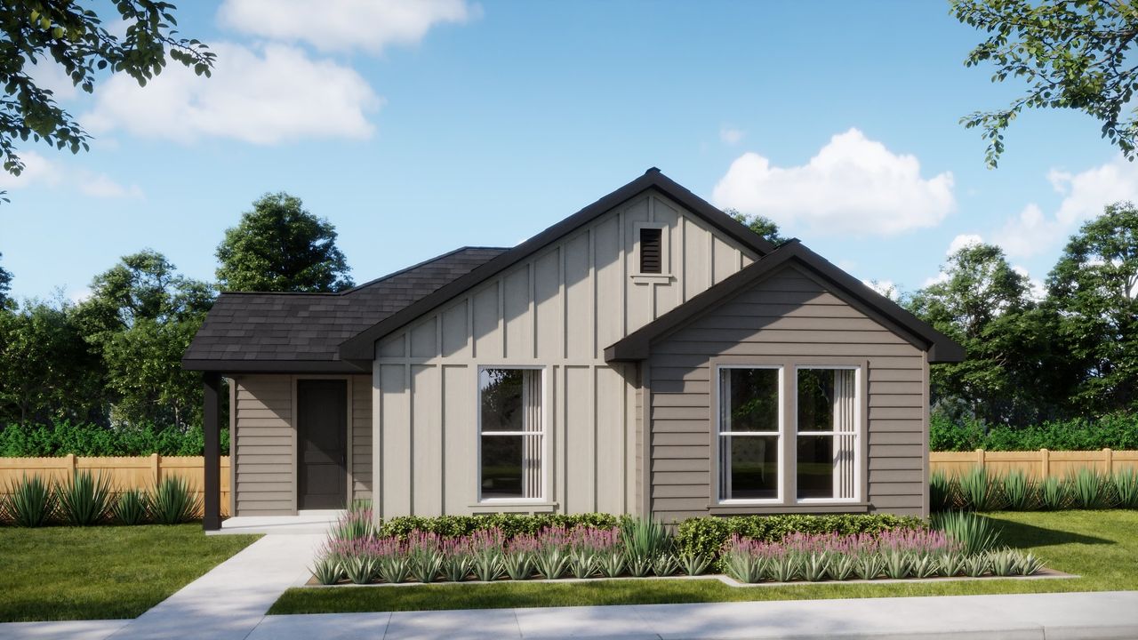 Representative exterior photo of a completed home built from the 3501 by Risewell Homes in Parkton Square, Kyle, TX (Image 2).