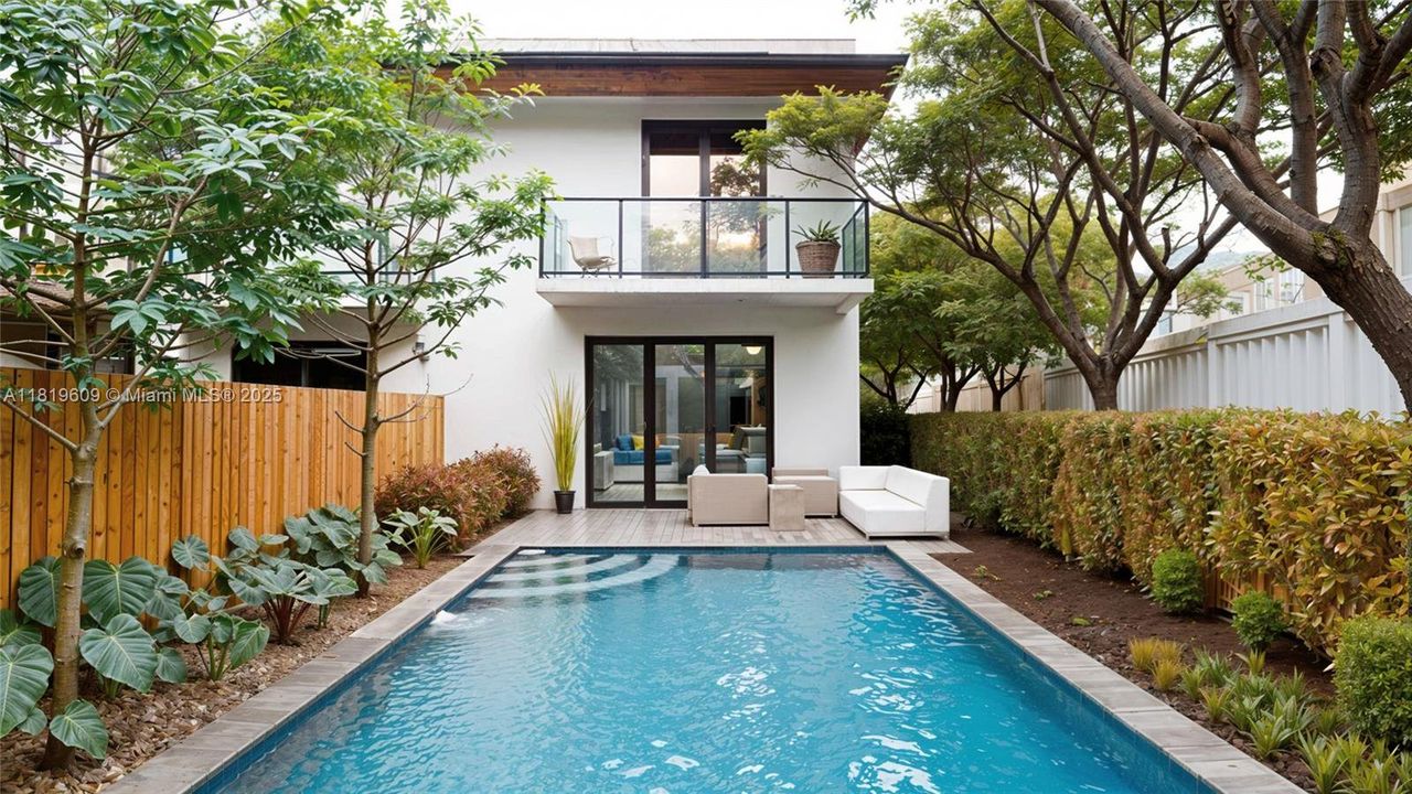 Exterior details and patio area of a home in , Miami (Image 2). Exterior details and patio area of a home in , Miami (Image 2).