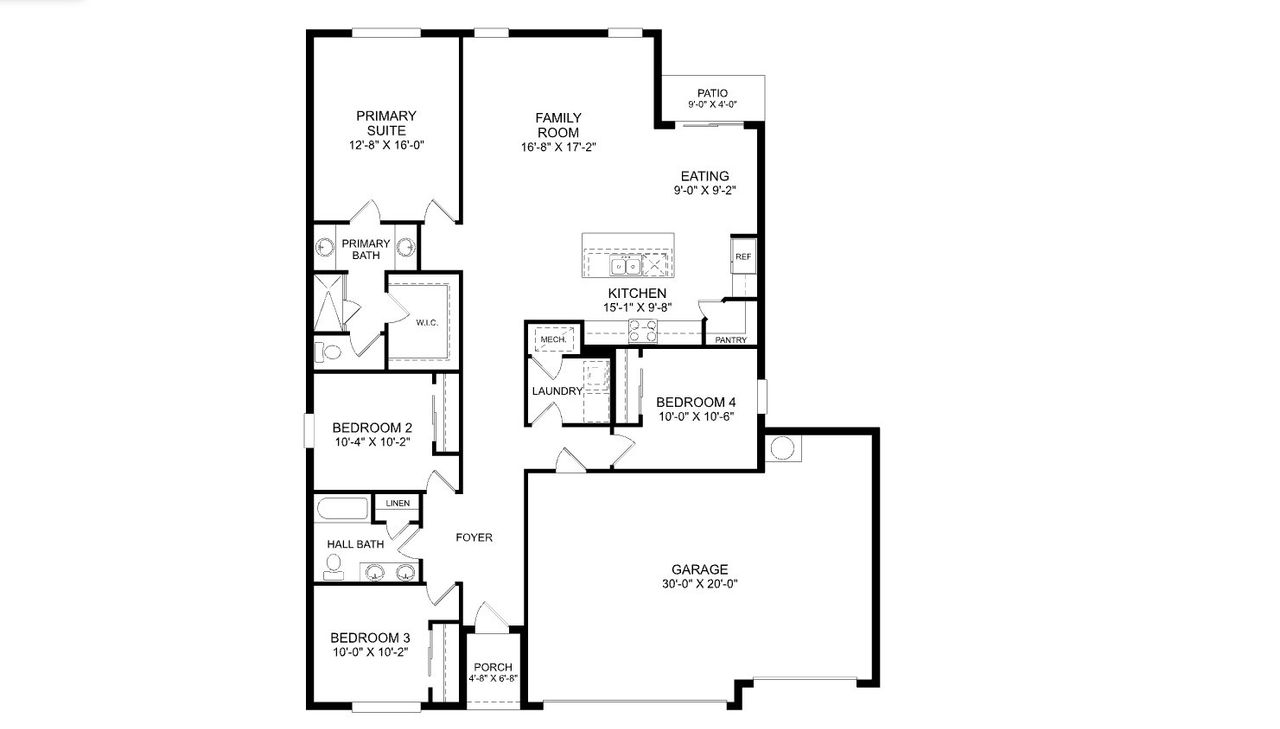 2D floor plan layout of this home in Country Club Estates, Palm Bay, FL (Image 2).