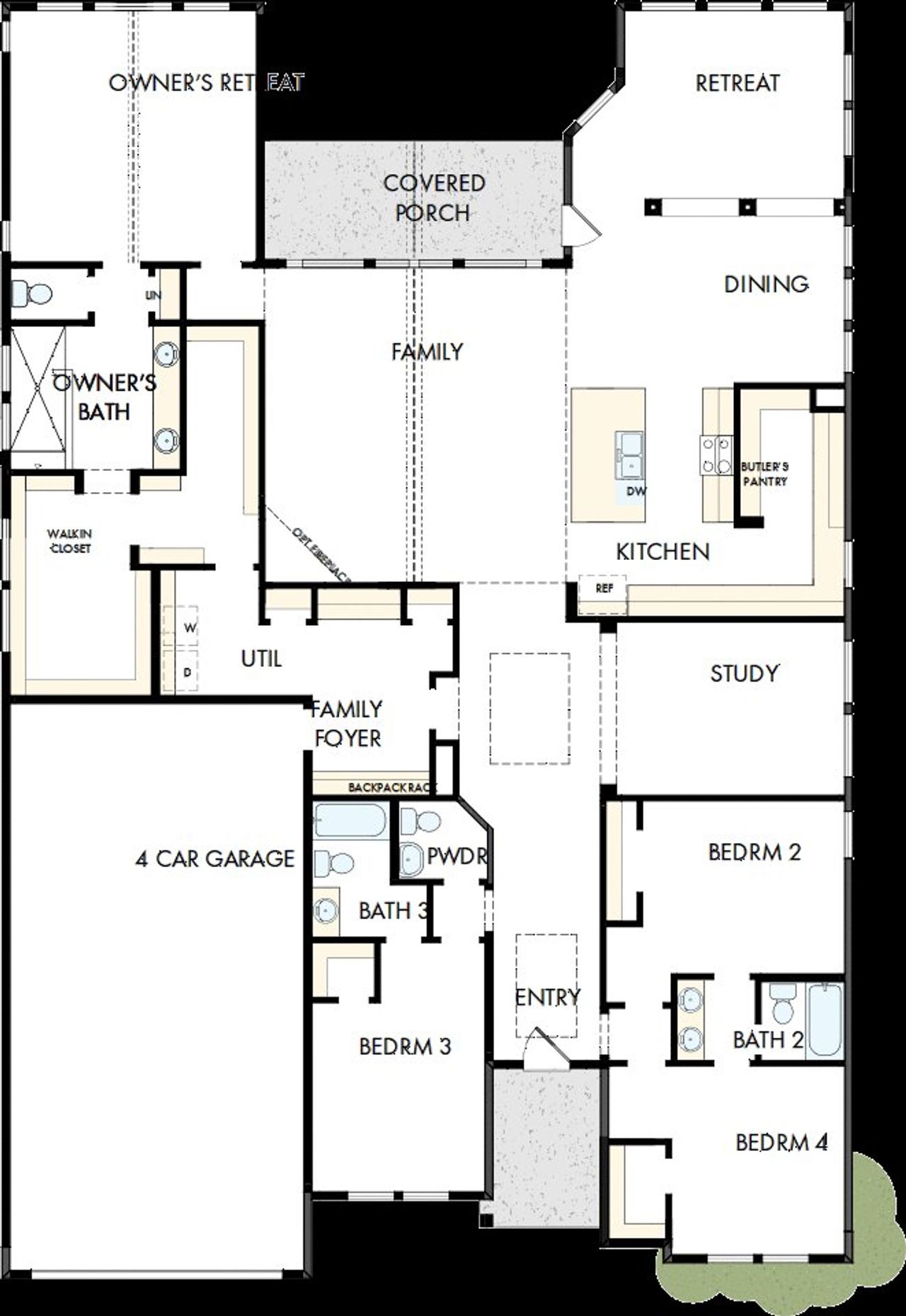 2D floor plan layout of this home in Harvest Green 65', Richmond, TX (Image 2).