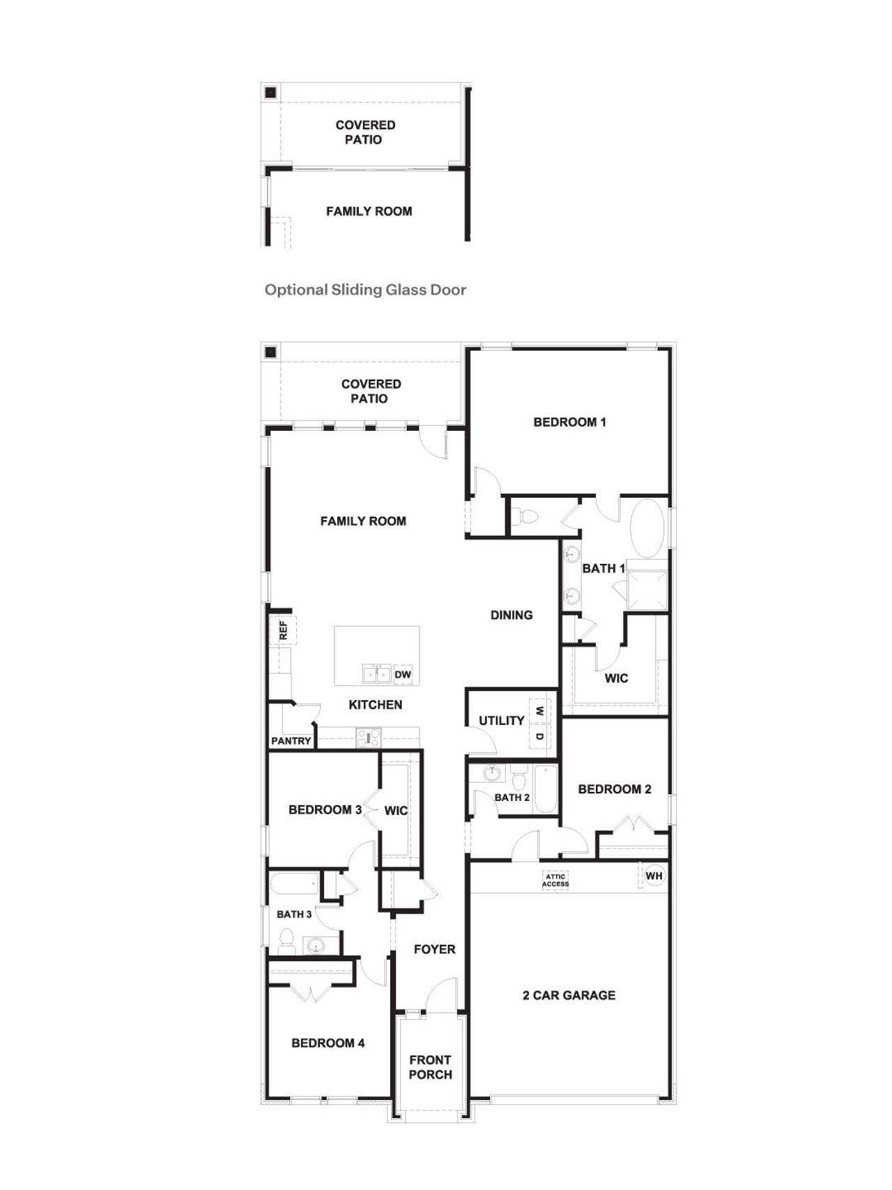 2D floor plan layout of this home in Bar W Ranch, Leander, TX (Image 2).