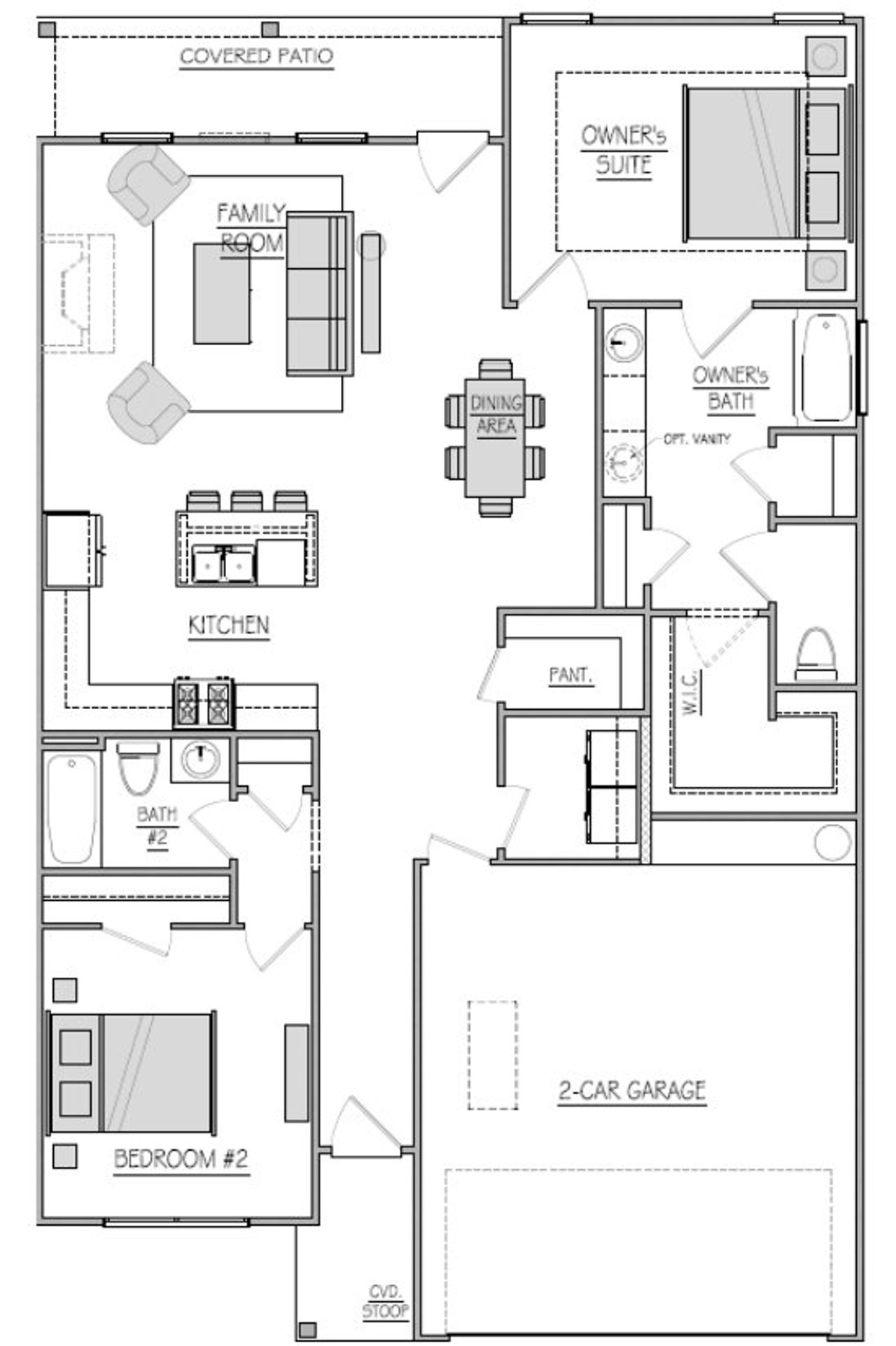 2D floor plan layout for the Orchard by Piedmont Residential in Villages at Cedar Hill, Dallas, GA (Image 2).