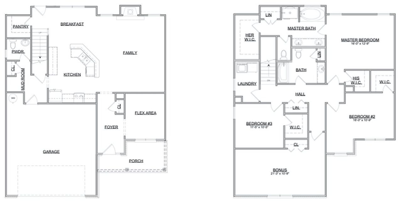 2D floor plan layout for the The Stockton by Smithbilt Homes in Honey Oaks, Corryton, TN (Image 2).