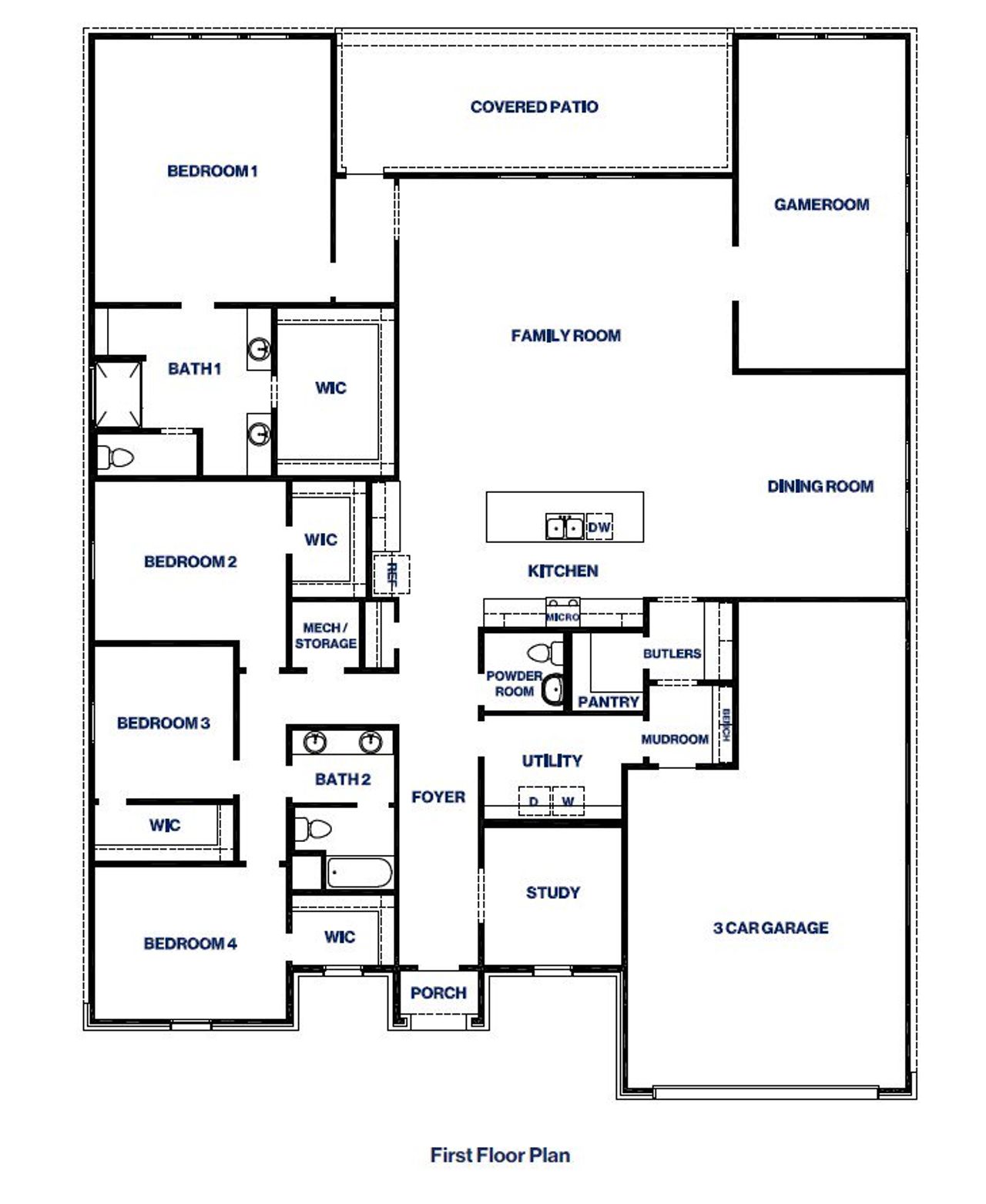 2D floor plan layout of this home in Riverside Estates, Baytown, TX (Image 2).