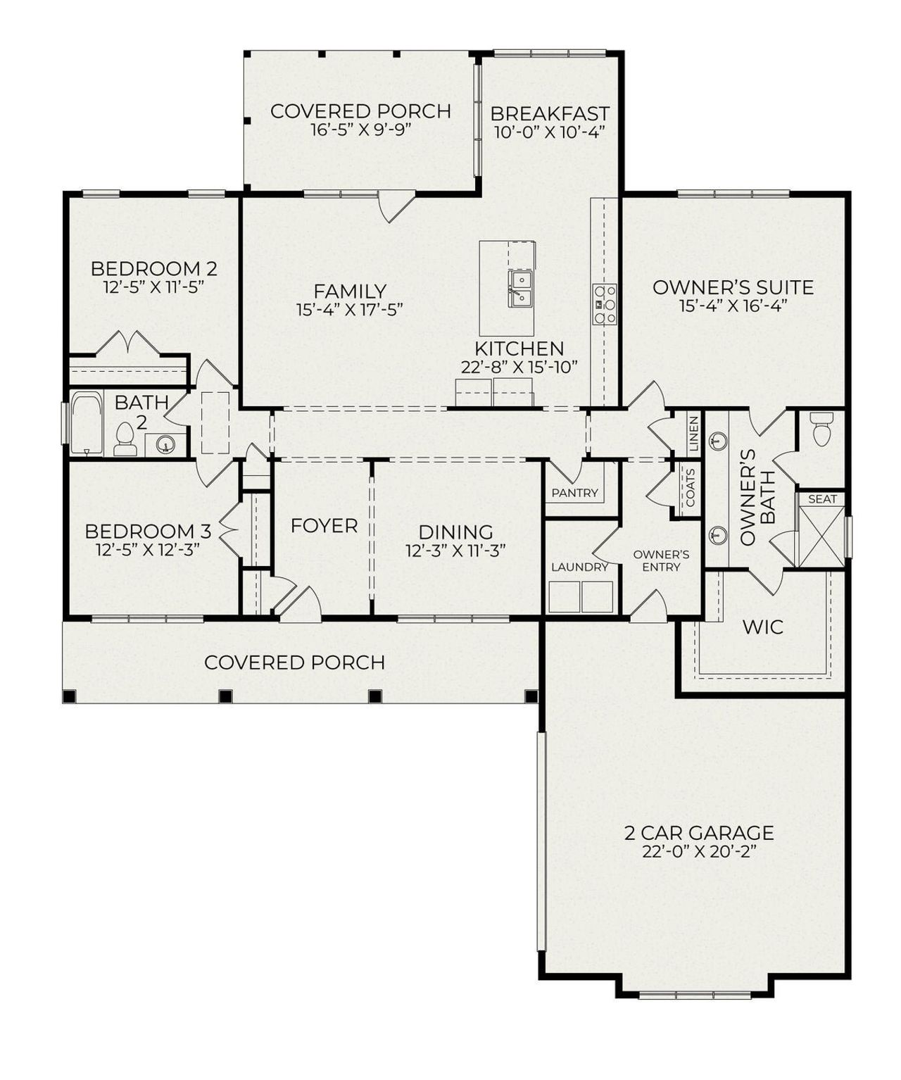 2D floor plan layout for the Ellerbee by Homes by Dickerson in The View, Durham, NC (Image 2).