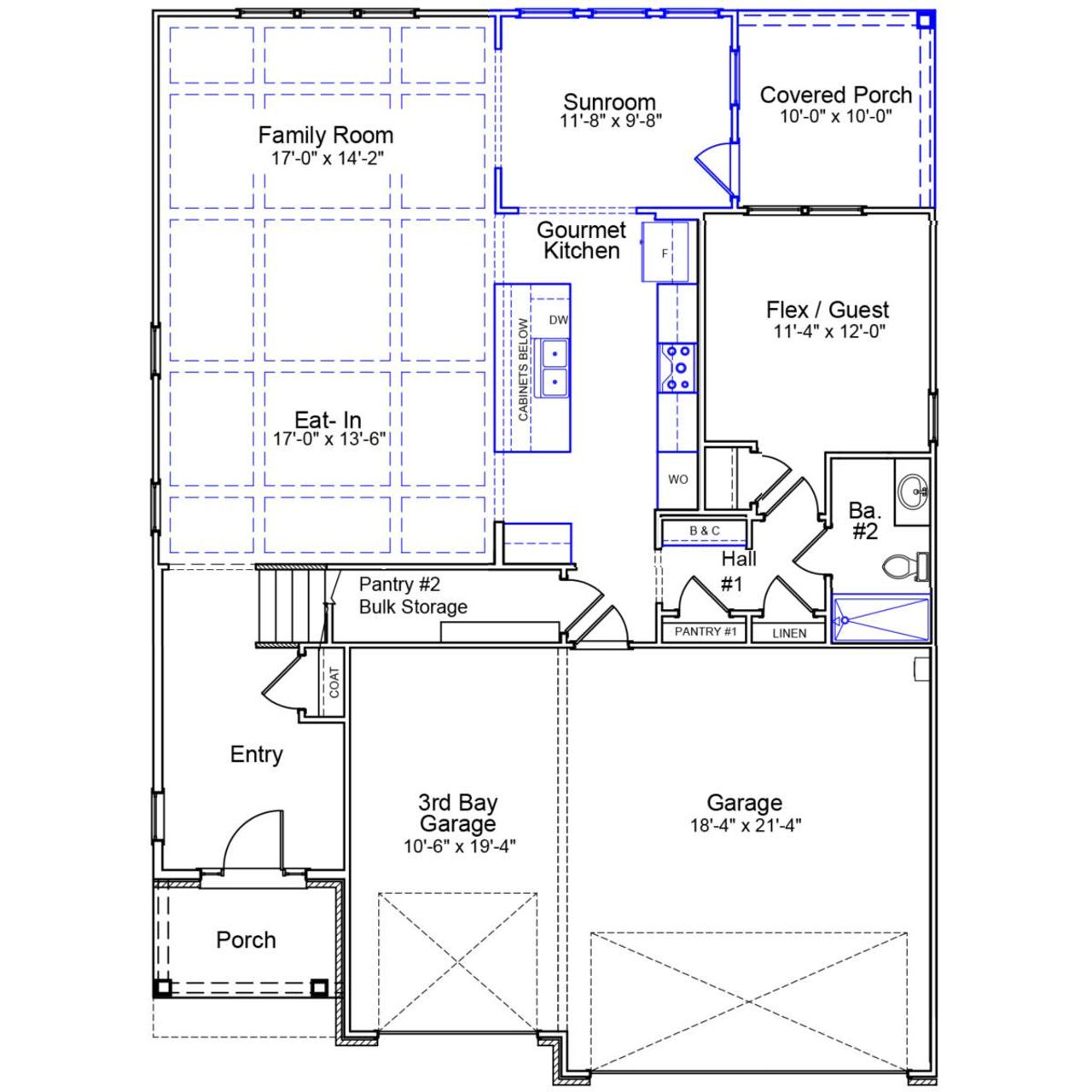 2D floor plan layout of this home in Cottages at Lake Emory, Inman, SC (Image 2).