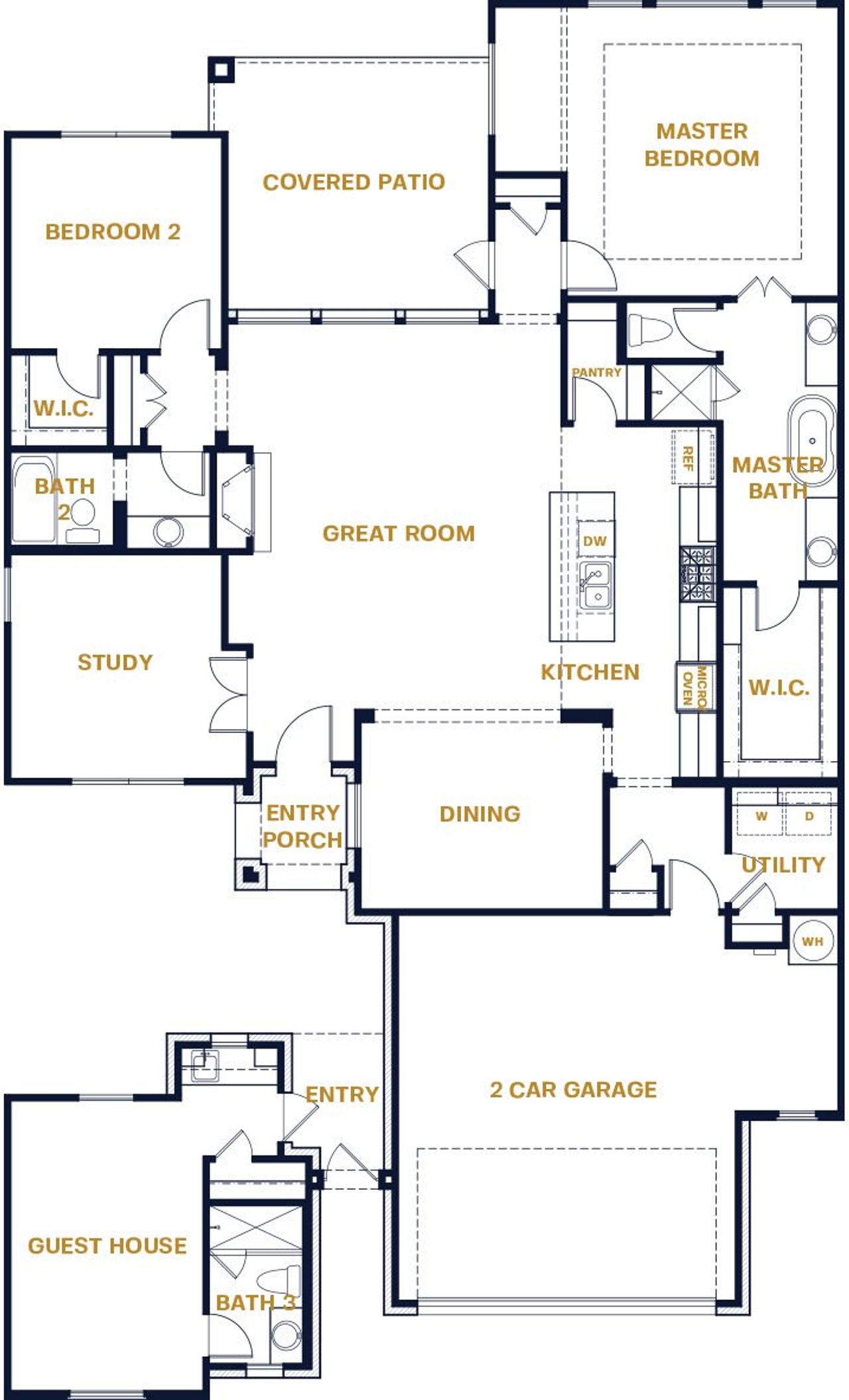 2D floor plan layout for the Vouvant by Sitterle Homes in Cibolo Crossing, Universal City, TX (Image 2). 2D floor plan layout for the Vouvant by Sitterle Homes in Cibolo Crossing, Universal City, TX (Image 2).