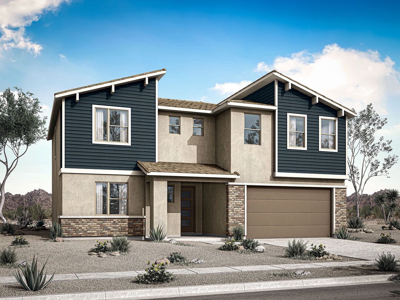 Representative exterior photo of a completed home built from the Quartz by Mattamy Homes in Las Ventanas, Goodyear, AZ (Image 2). Representative exterior photo of a completed home built from the Quartz by Mattamy Homes in Las Ventanas, Goodyear, AZ (Image 2).