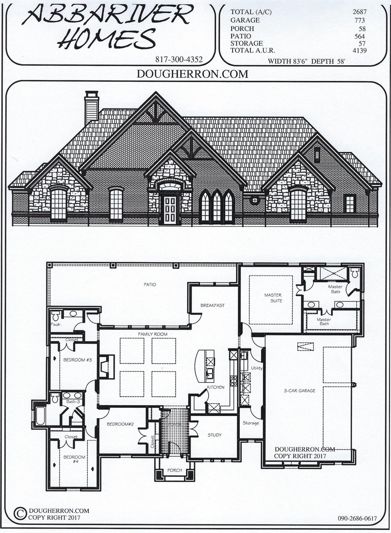2D floor plan layout for the 090-2686-0617 by Abba River Homes in Stanford Estates, Springtown, TX (Image 2). 2D floor plan layout for the 090-2686-0617 by Abba River Homes in Stanford Estates, Springtown, TX (Image 2).