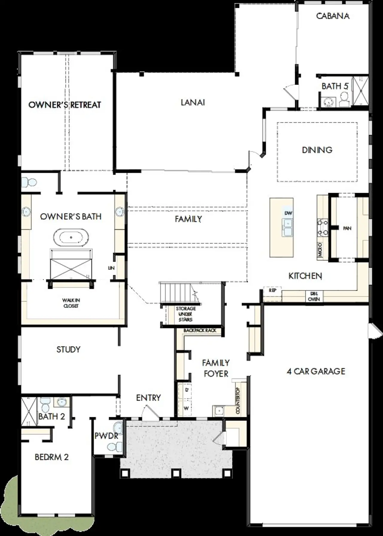 2D floor plan layout of this home in Coral Ridge at Seabrook 80’, Ponte Vedra, FL (Image 2).