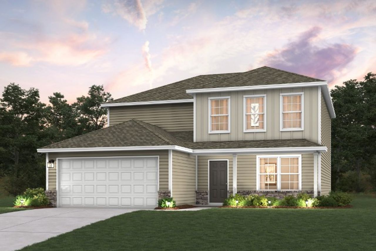 A house with a garage.