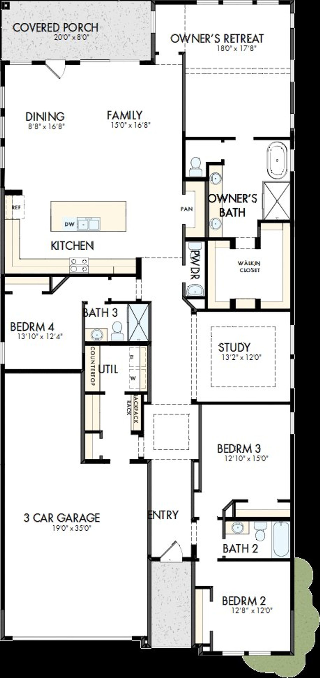 2D floor plan layout of this home in Crighton Cove - Enclave Collection, Conroe, TX (Image 2).