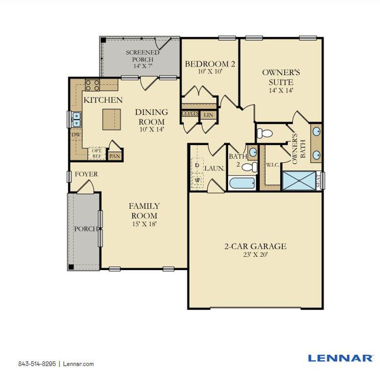 2D floor plan layout of this home in Carnes Crossroads, Summerville, SC (Image 2).