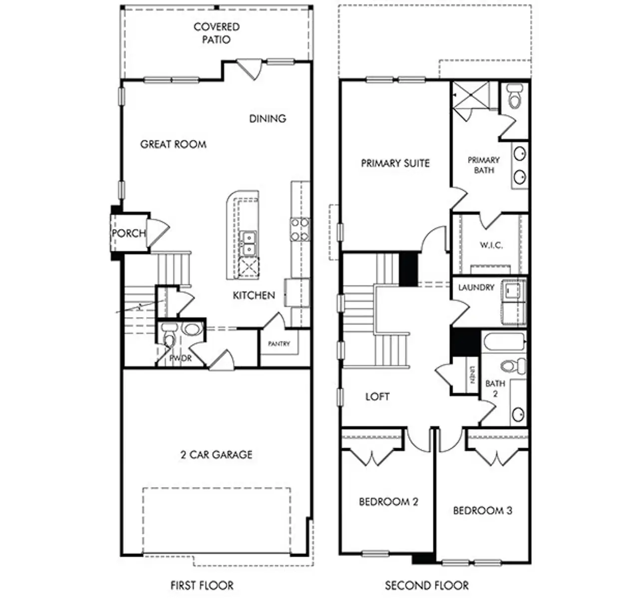 2D floor plan layout of this home in Kemah Crossing - City Series, Kemah, TX (Image 2).