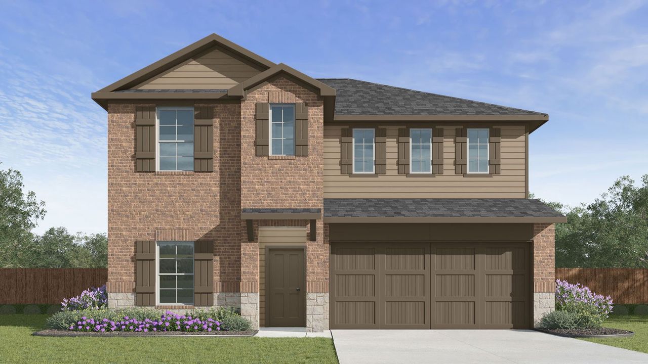 Representative exterior photo of a completed home built from the Walker by D.R. Horton in Emberly, Beasley, TX (Image 2). Representative exterior photo of a completed home built from the Walker by D.R. Horton in Emberly, Beasley, TX (Image 2).