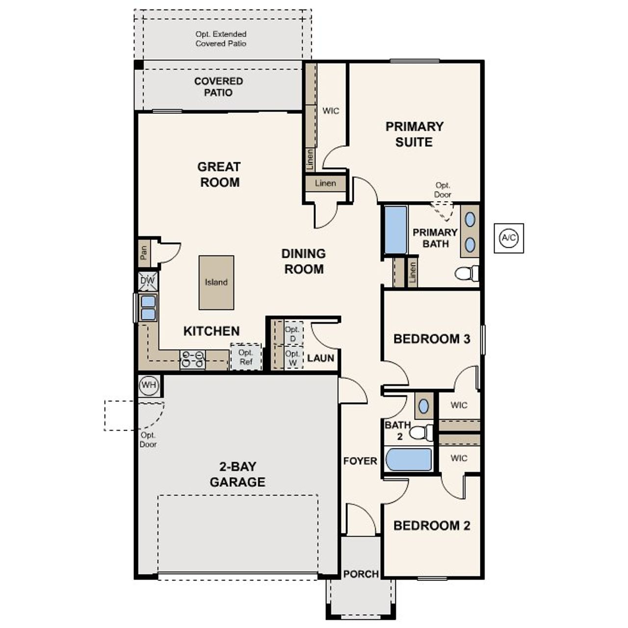 2D floor plan layout for the Costa (Plan 21) by Century Communities in Sage Grove at Magma Ranch, Florence, AZ (Image 2).