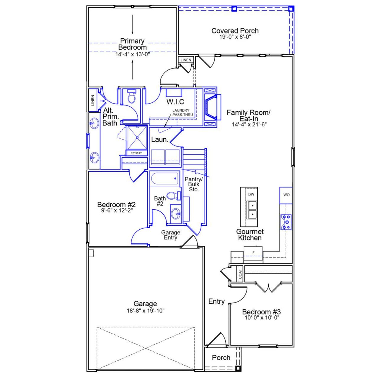 2D floor plan layout of this home in Ovation at Sweetbrier, Durham, NC (Image 2).