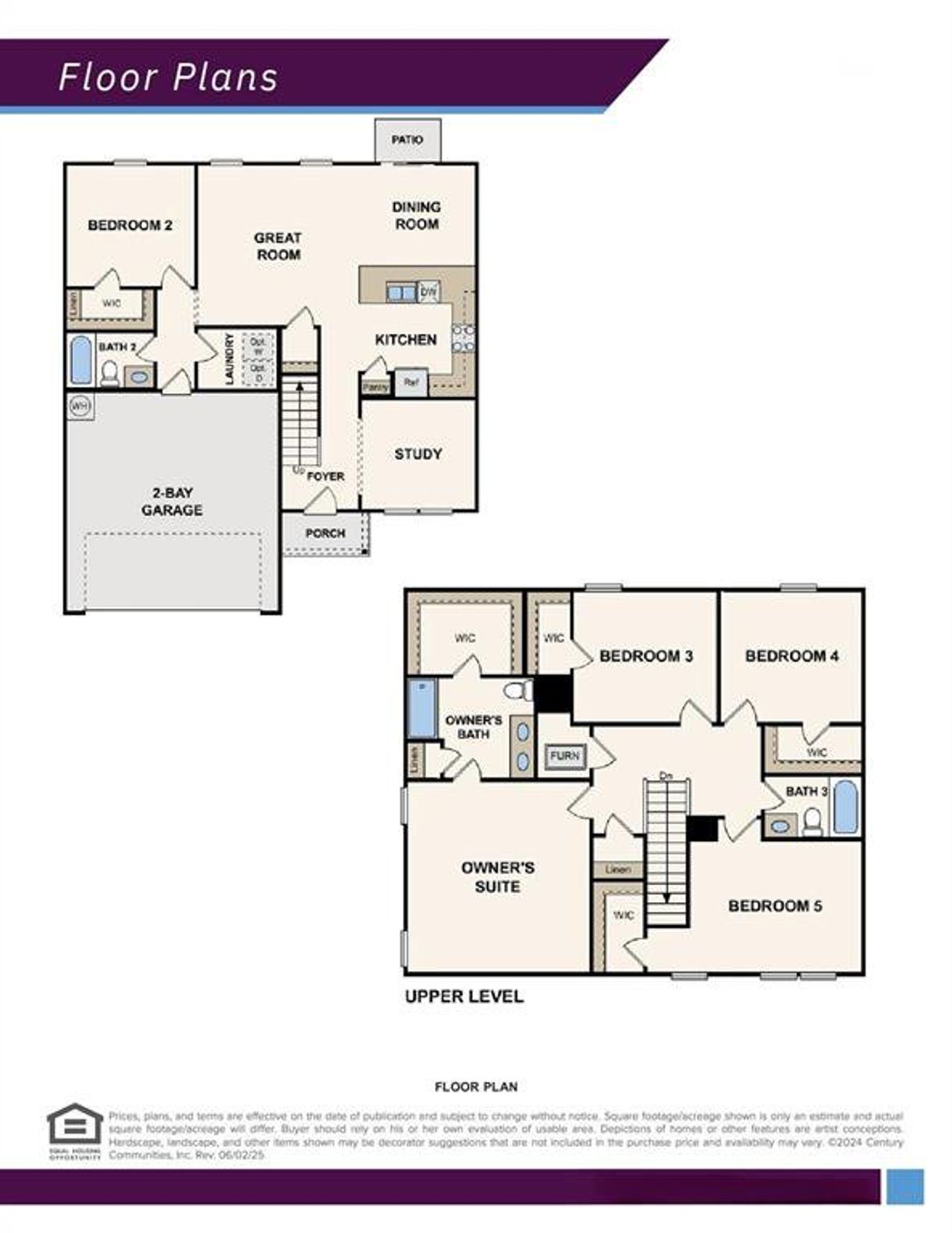 2D floor plan layout of this home in Courtland Place, Cleburne, TX (Image 2).