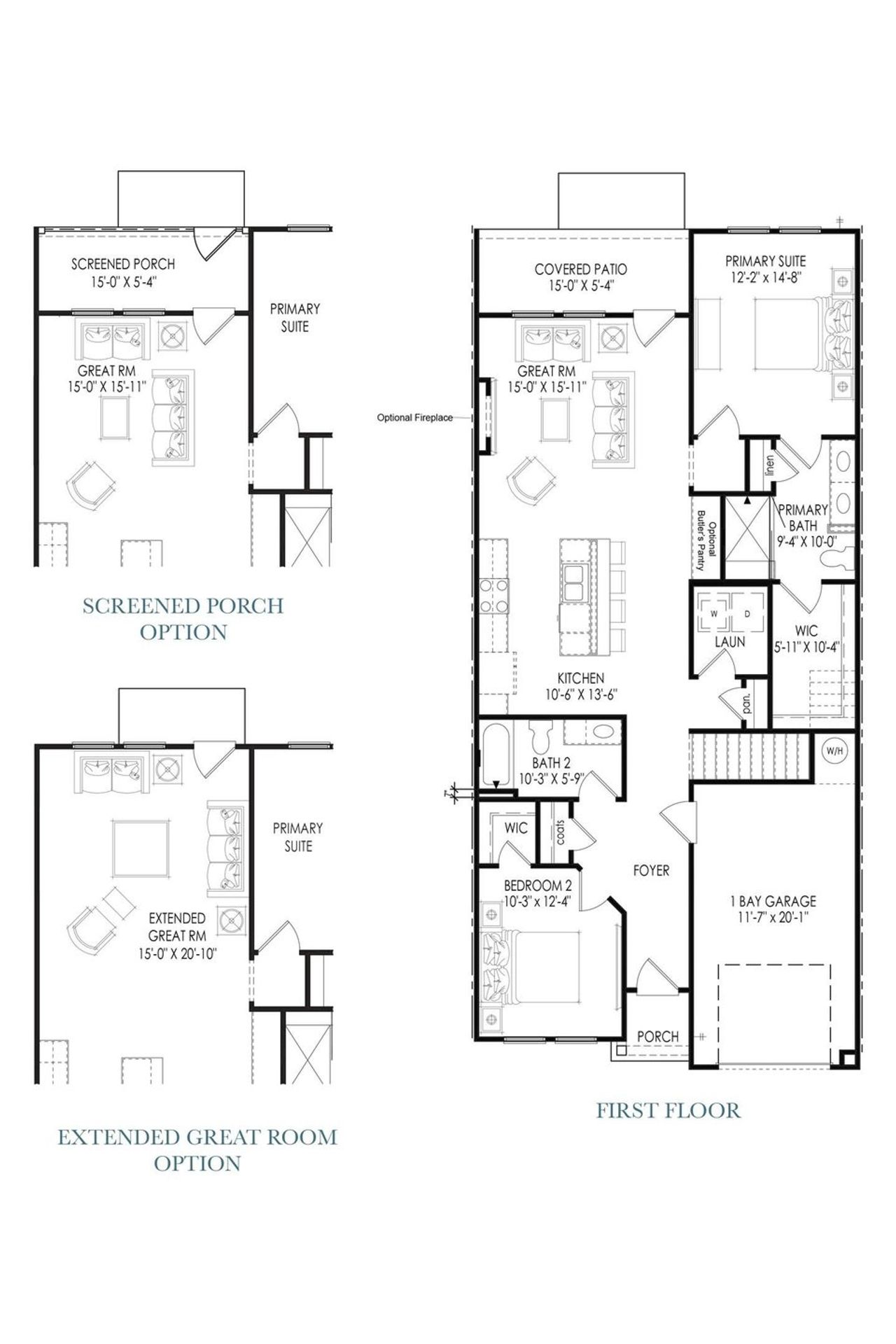 2D floor plan layout for the The Mimosa by Windsong Properties in Harmony Walk, Cartersville, GA (Image 2).