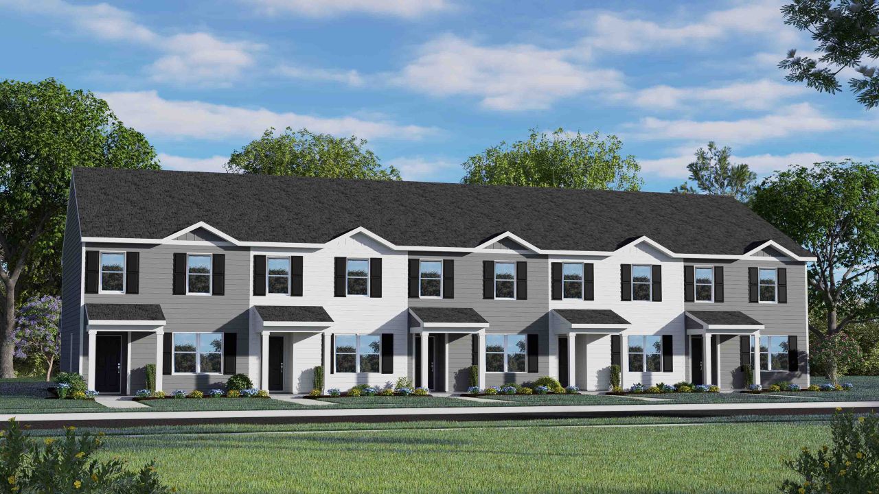 Representative exterior photo of a completed home built from the Pearson II by D.R. Horton in The Townes at Carver Station, Durham, NC (Image 2). Representative exterior photo of a completed home built from the Pearson II by D.R. Horton in The Townes at Carver Station, Durham, NC (Image 2).