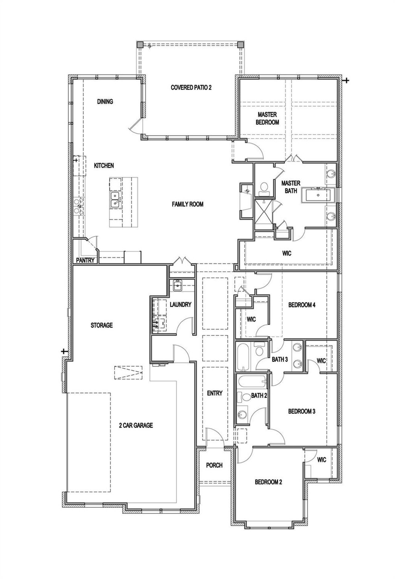 2D floor plan layout of this home in Double Eagle Ranch, Cedar Creek, TX (Image 2).