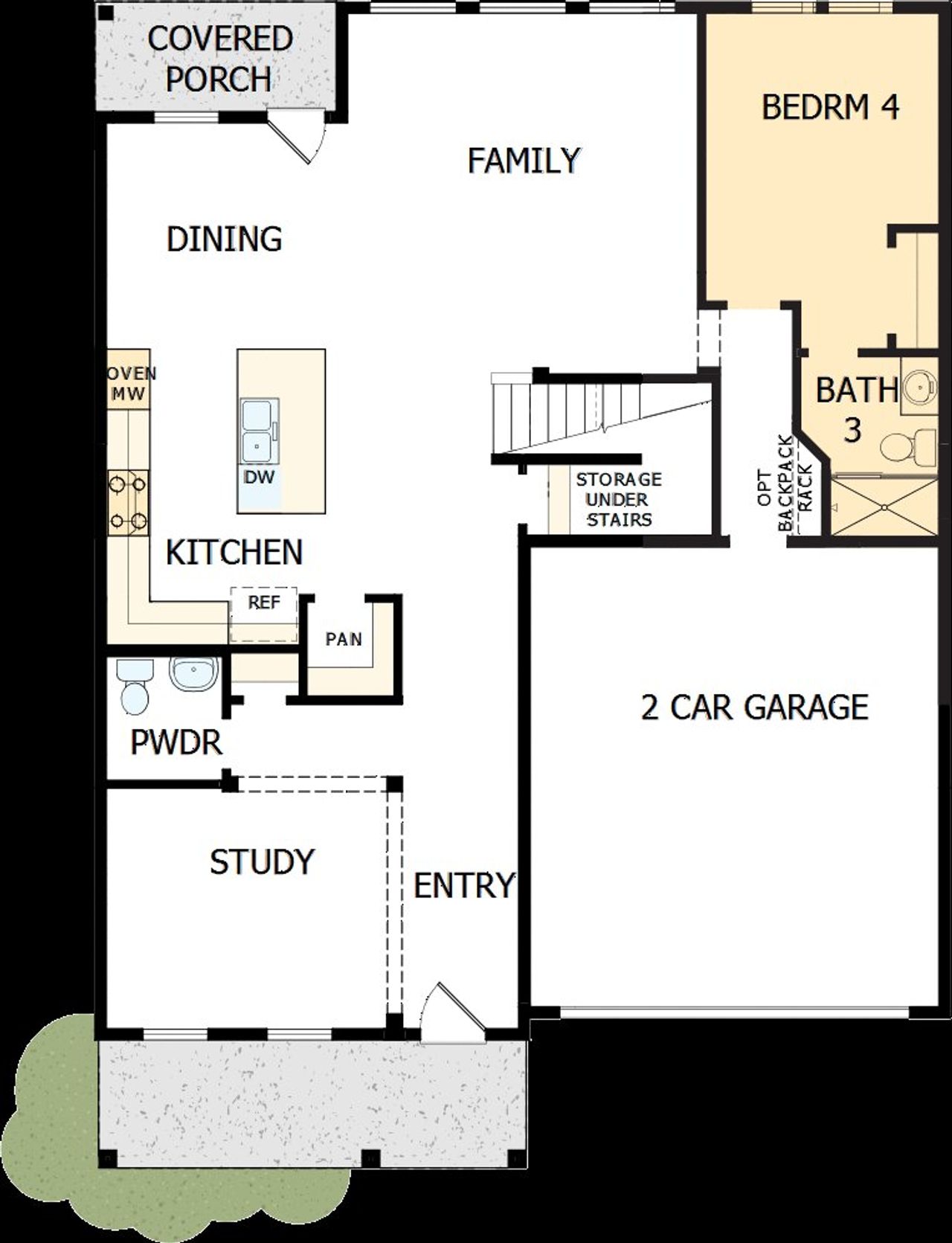 2D floor plan layout of this home in Serenity - The Village Collection, Fuquay Varina, NC (Image 2).
