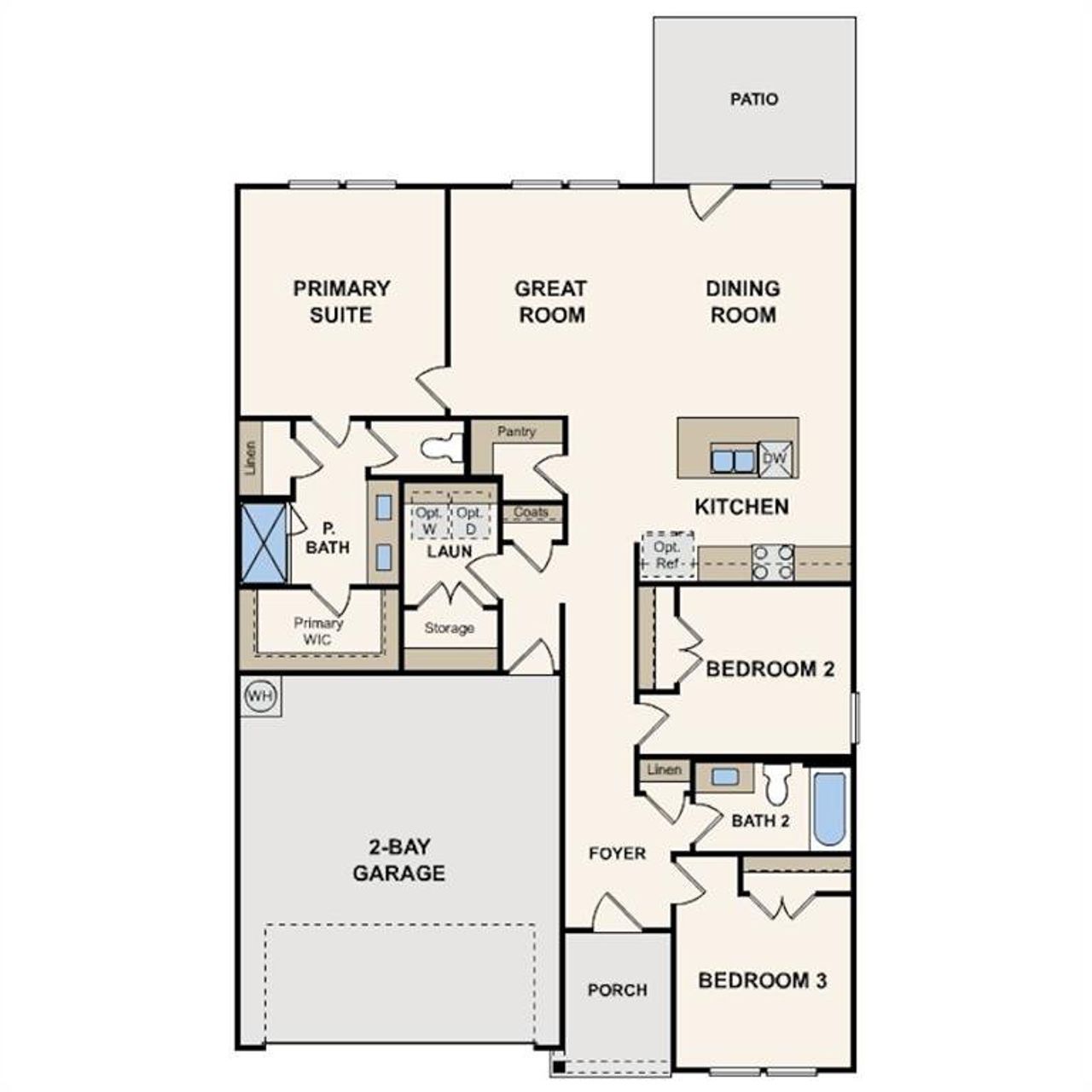 2D floor plan layout of this home in Pennsylvania Avenue, Springtown, TX (Image 2).