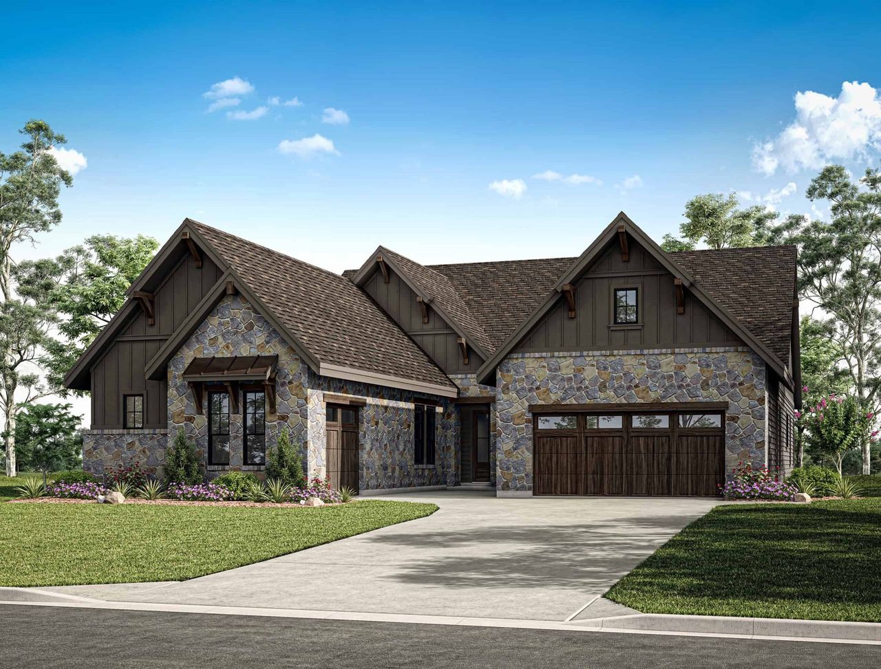 Representative exterior photo of a completed home built from the 2832 – Victory Series by Gracepoint Homes in Kresston, Montgomery, TX (Image 2).