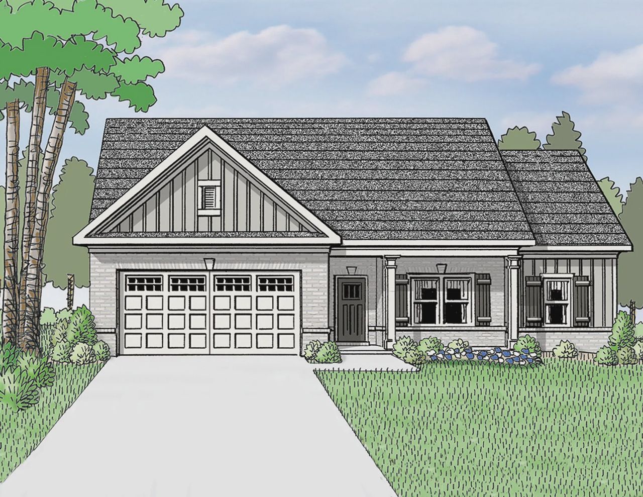 Exterior rendering of this home design in Belle Woode Estates, Monroe, GA (Image 2).