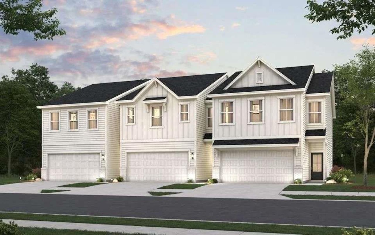 Front exterior of a new home in Sherwood Square, Flowery Branch, GA, highlighting curb appeal (Image 2).