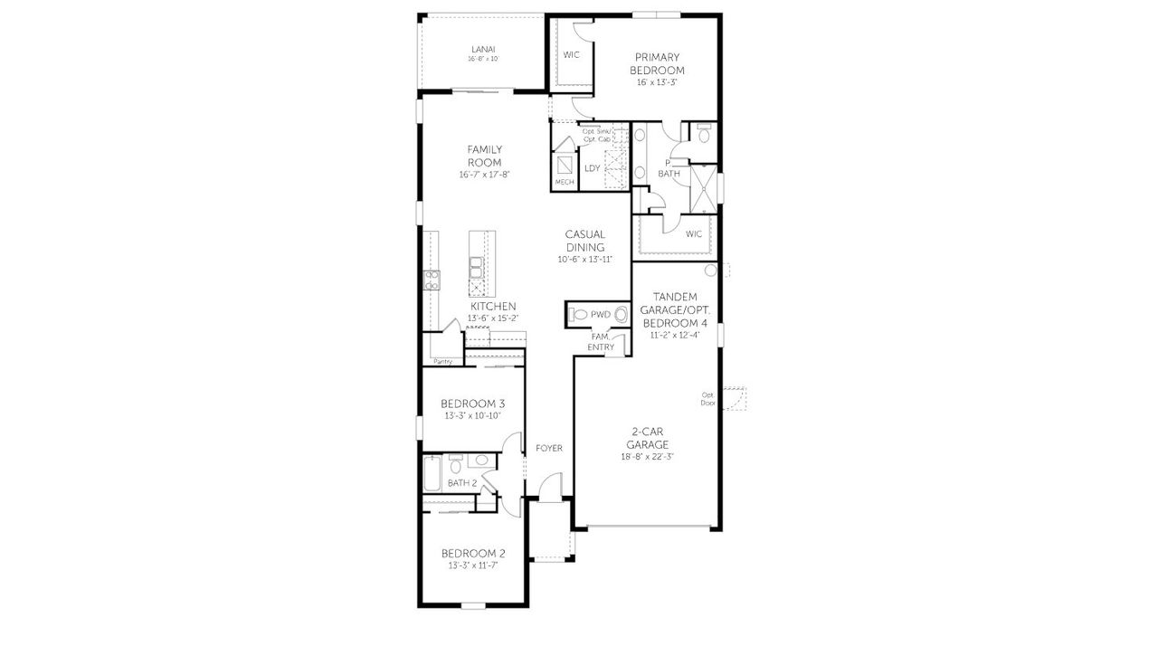 2D floor plan layout for the Ravenna - 18269 by Dream Finders Homes in River Hall, Alva, FL (Image 2).
