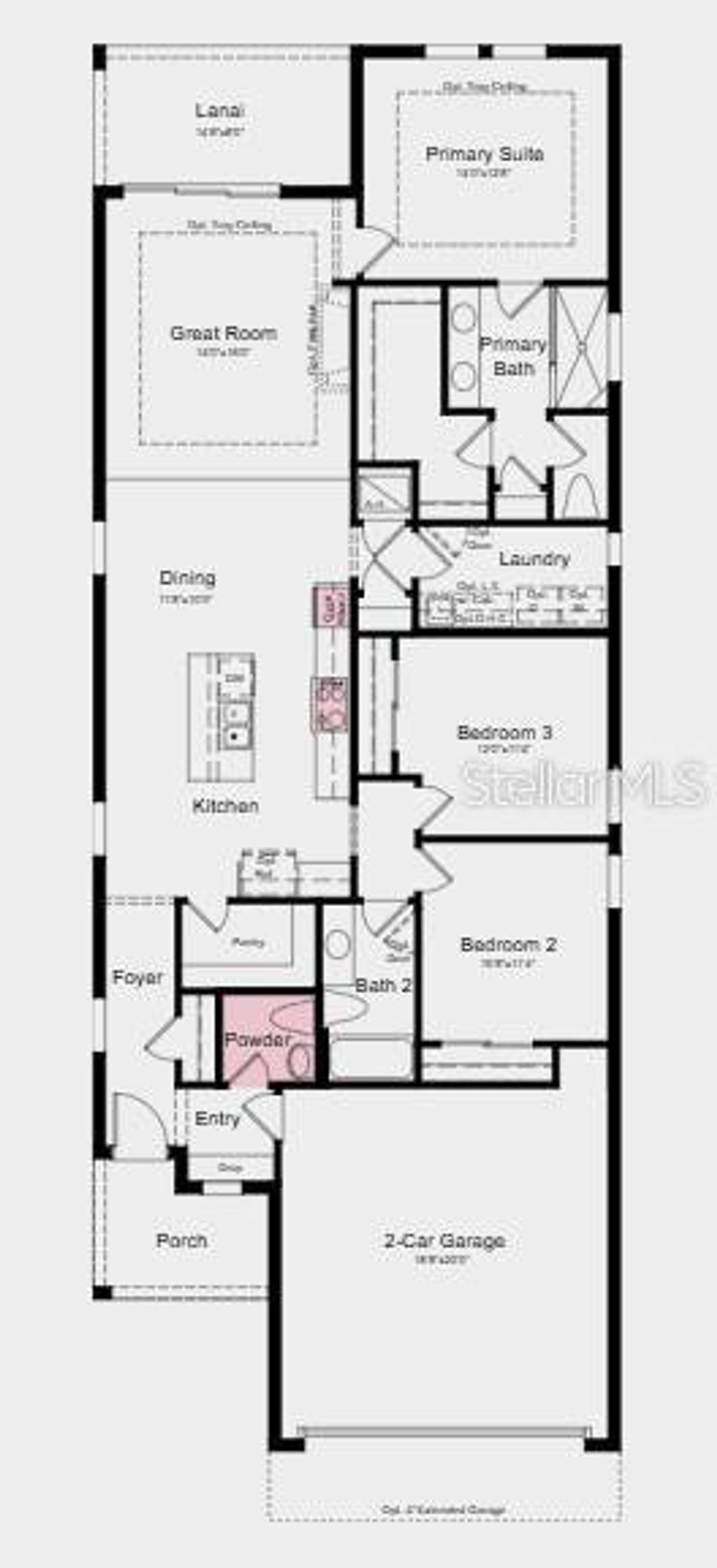 2D floor plan layout of this home in Esplanade at Wellen Park, Englewood, FL (Image 2).