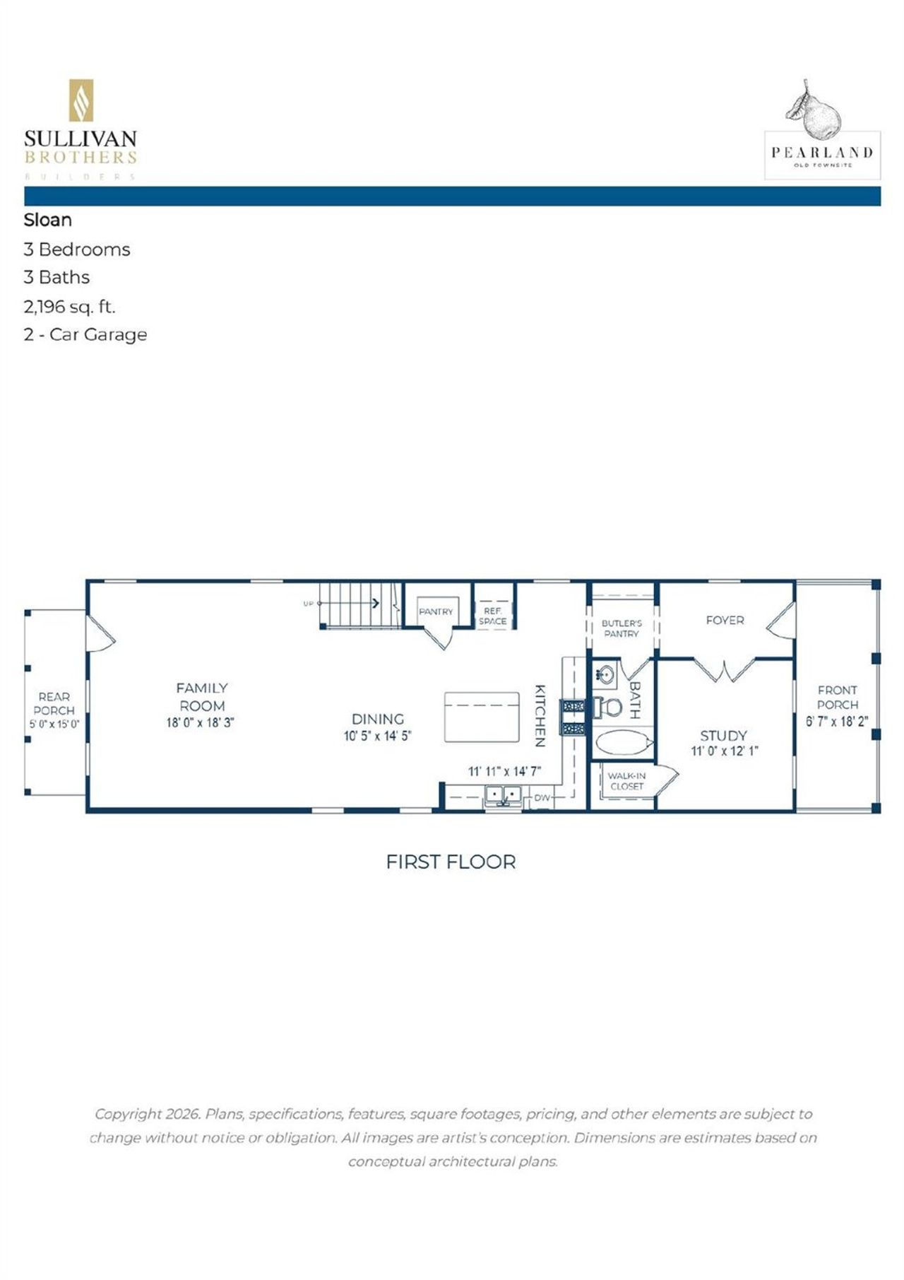 2D floor plan layout of this home in Pearland Old Townsite, Pearland, TX (Image 2).