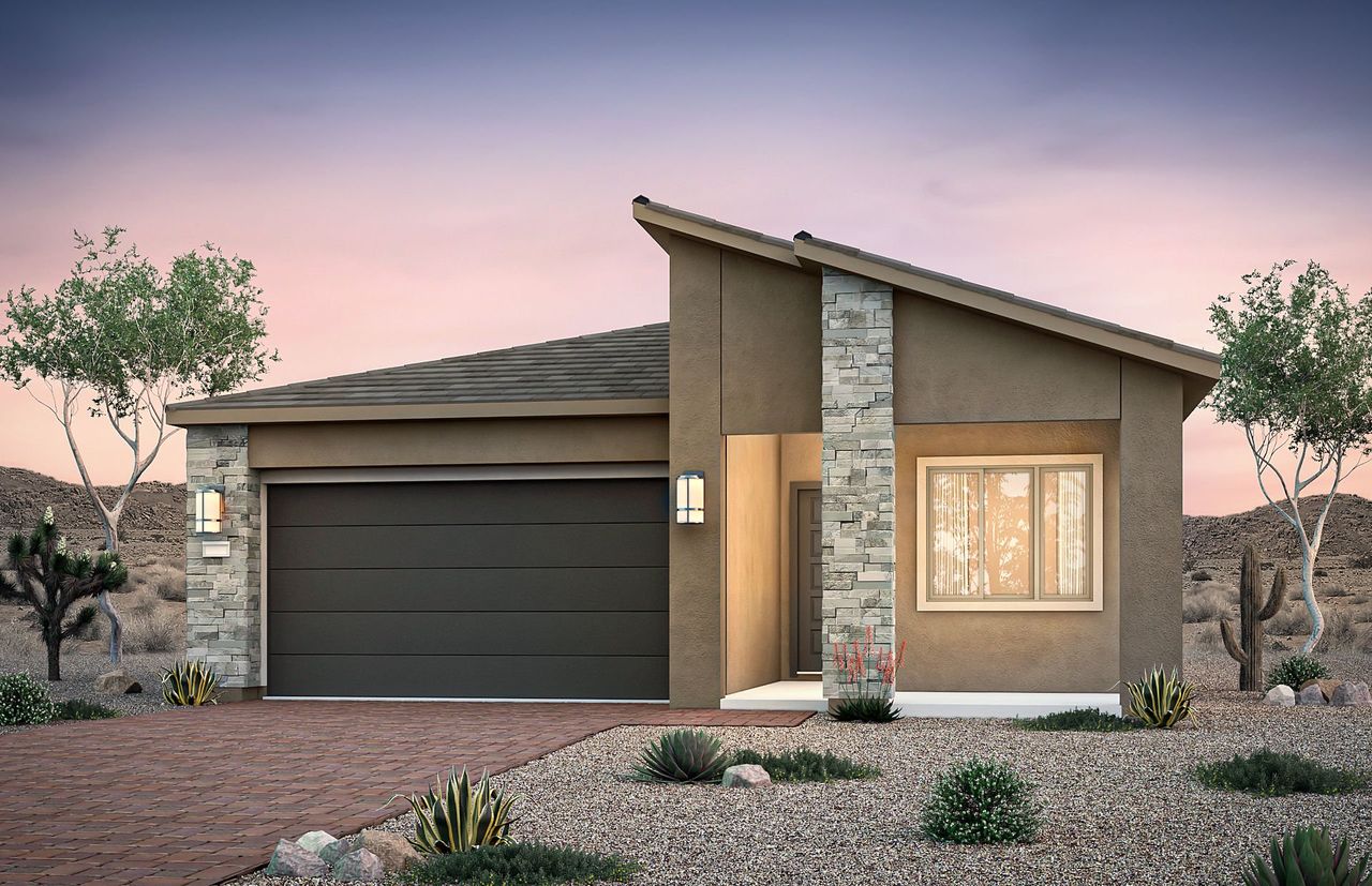Representative exterior photo of a completed home built from the Haskell by Pulte Homes in Regent Hills - Meadow Series, Buckeye, AZ (Image 2).