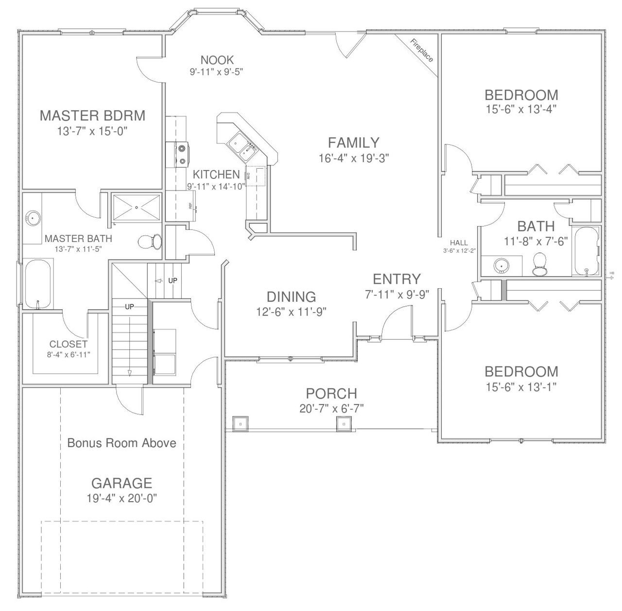 2D floor plan layout for the Plan by D.R. Horton in Shadowood, Seneca, SC (Image 2).
