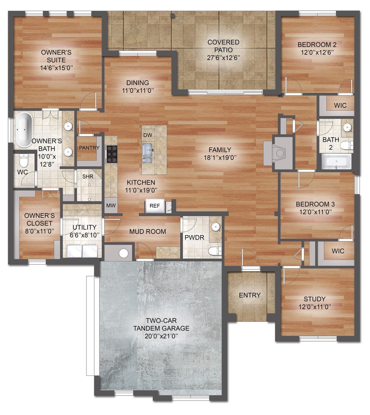 2D floor plan layout of this home in Coyote Crossing, Godley, TX (Image 2). 2D floor plan layout of this home in Coyote Crossing, Godley, TX (Image 2).