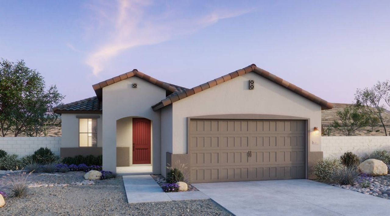 Representative exterior photo of a completed home built from the 3508 by Risewell Homes in Skyline Village, San Tan Valley, AZ (Image 2).