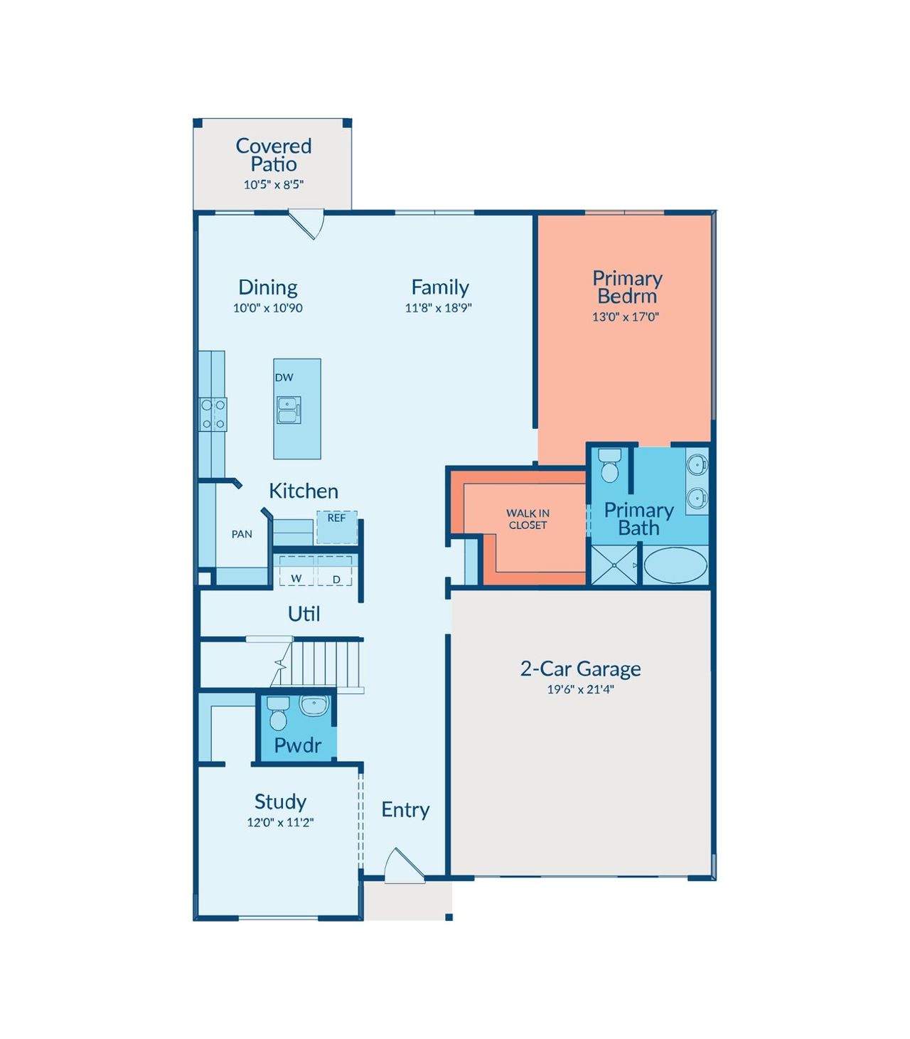 2D floor plan layout of this home in Sunterra Lakes, Brookshire, TX (Image 2).