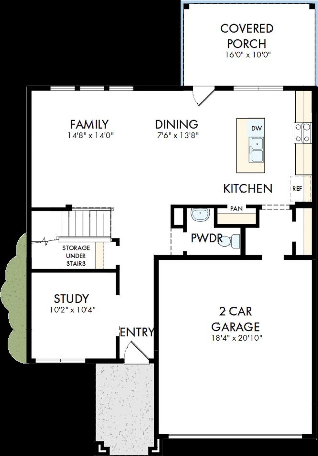 2D floor plan layout of this home in Serenity - The Cottage Collection, Fuquay Varina, NC (Image 2).