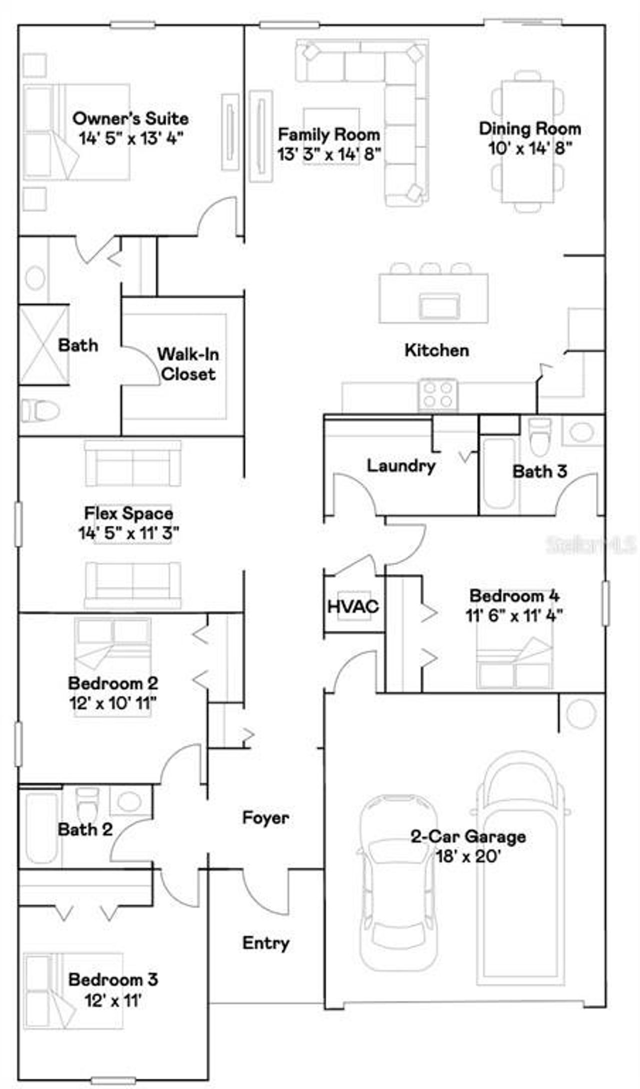 2D floor plan layout of this home in Heath Preserve, Ocala, FL (Image 2). 2D floor plan layout of this home in Heath Preserve, Ocala, FL (Image 2).