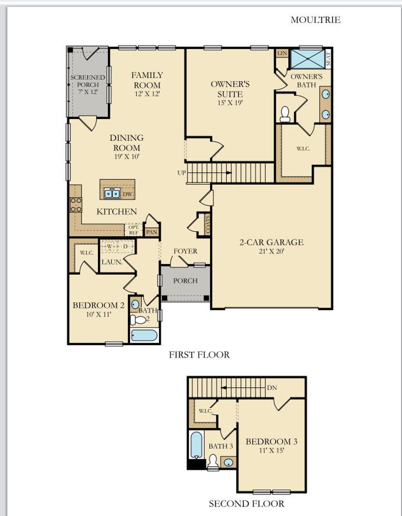 2D floor plan layout of this home in Carnes Crossroads, Summerville, SC (Image 2).
