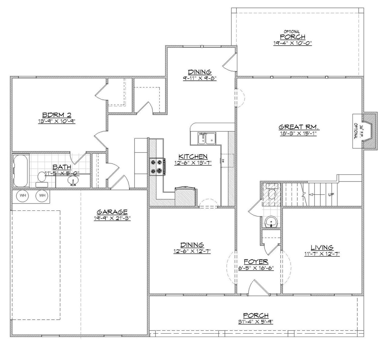 2D floor plan layout for the Naples by Designer Homes of Georgia in Austin Heights, North Augusta, SC (Image 2).