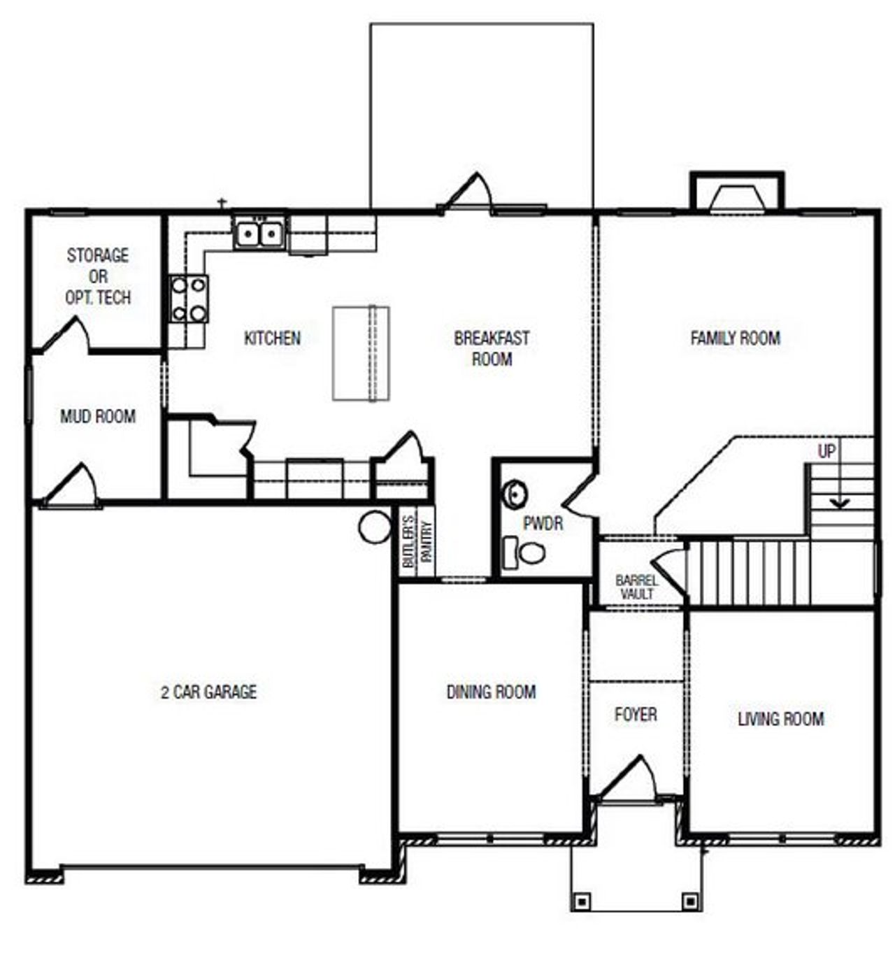 2D floor plan layout for the Oxford by Archway Custom Homes in Enclave at Cherokee Drive, Canton, GA (Image 2).