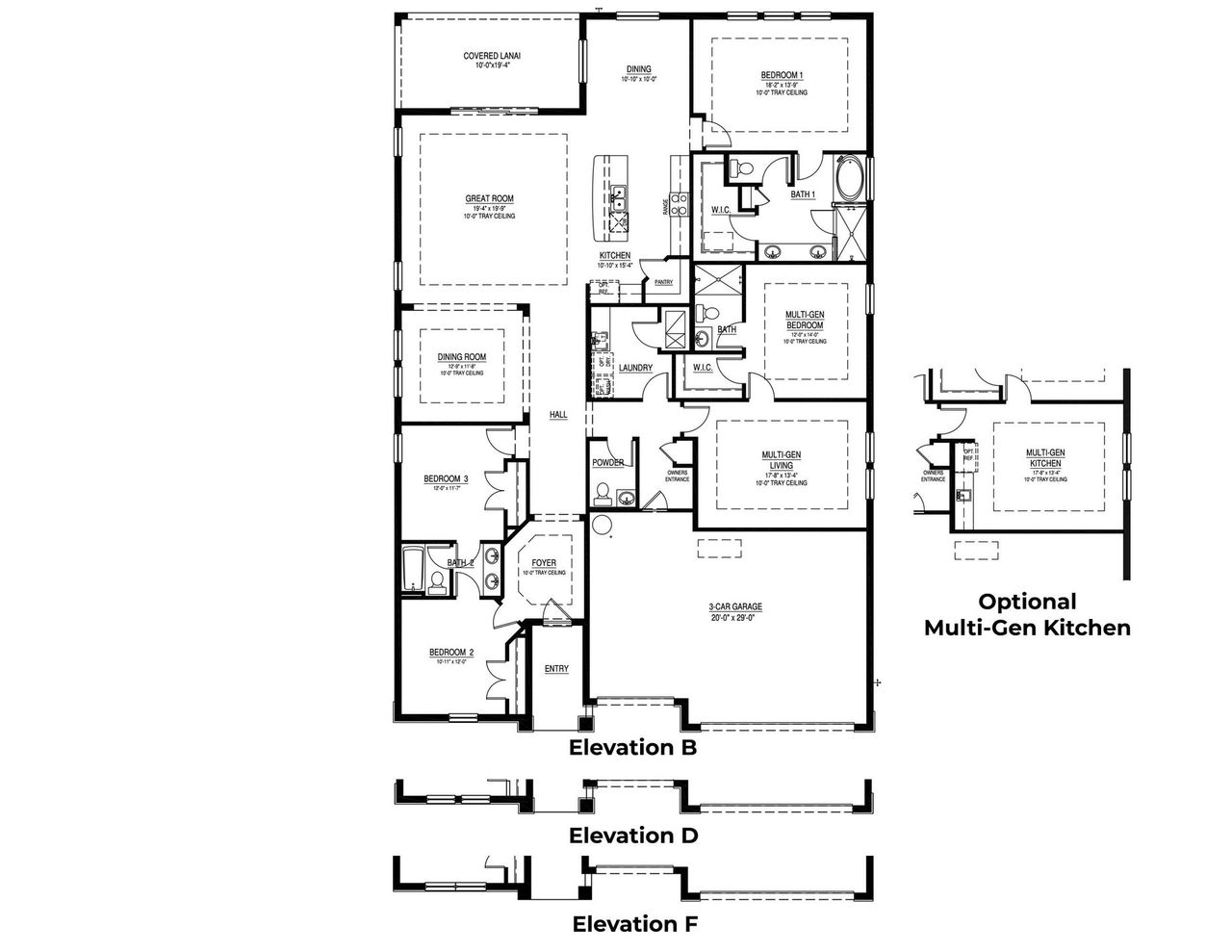 2D floor plan layout of this home in Deerbrook, Land O' Lakes, FL (Image 2).