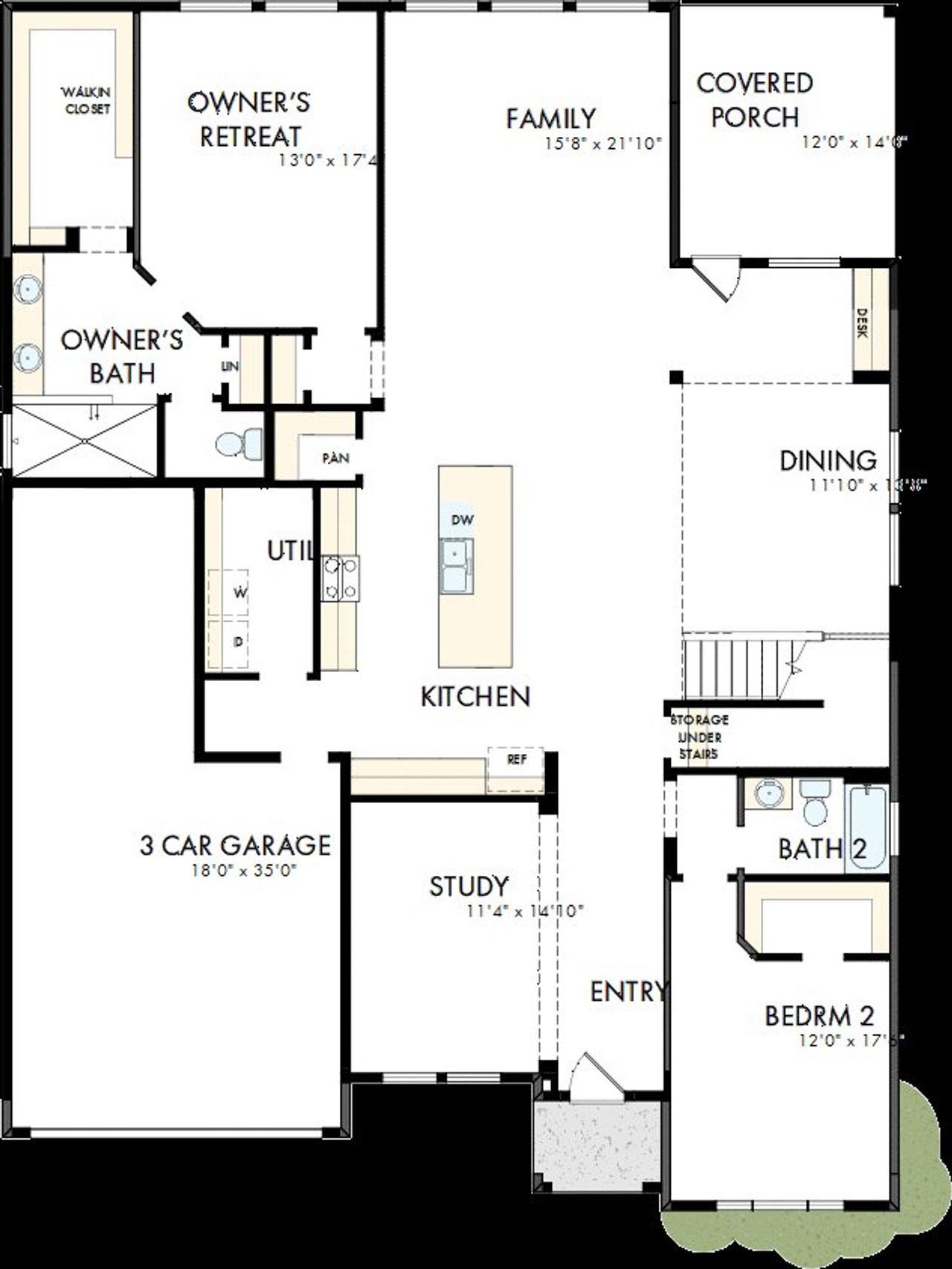 2D floor plan layout of this home in Sundance Cove Lakeside - Overlook View Collection, Crosby, TX (Image 2). 2D floor plan layout of this home in Sundance Cove Lakeside - Overlook View Collection, Crosby, TX (Image 2).