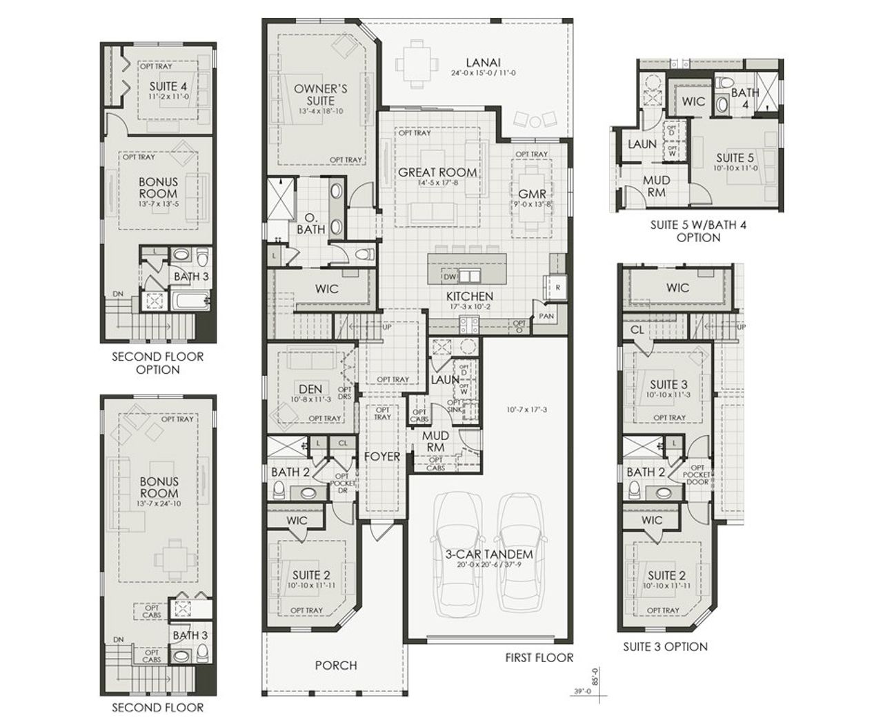2D floor plan layout for the Genoa by Homes by Towne in Shellstone at Waterside, Sarasota, FL (Image 2).